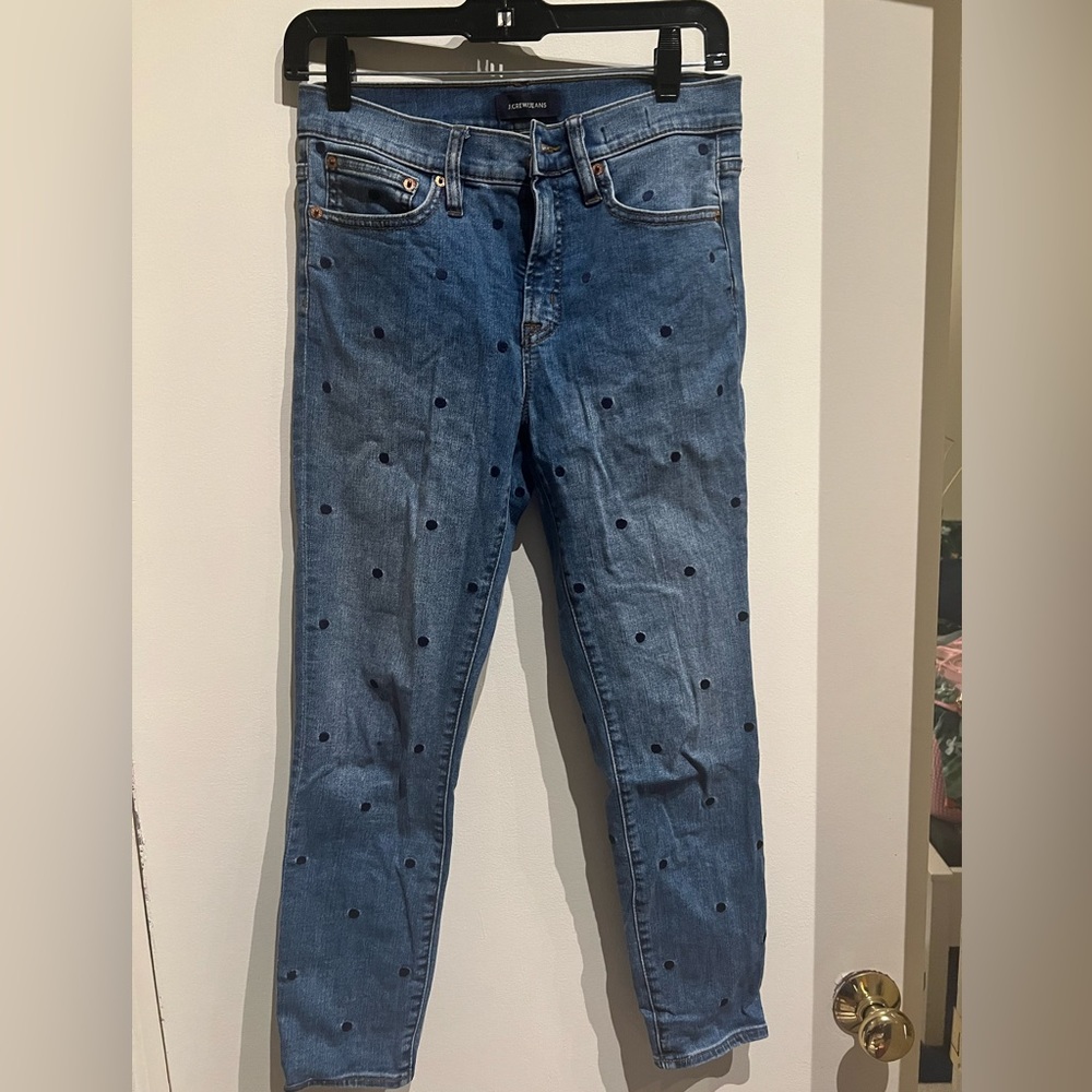 J. Crew 27p Embroidered Polk Dot Skinny Jean